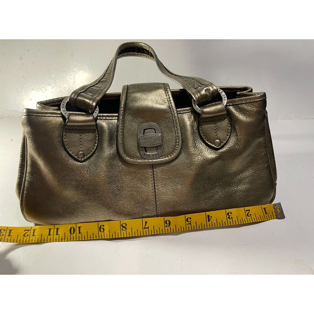 The sack original Y2K mini handbag metallic gold leather crop VTG casual women - Picture 6 of 11
